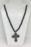 Coral turquoise Cross beads Necklace